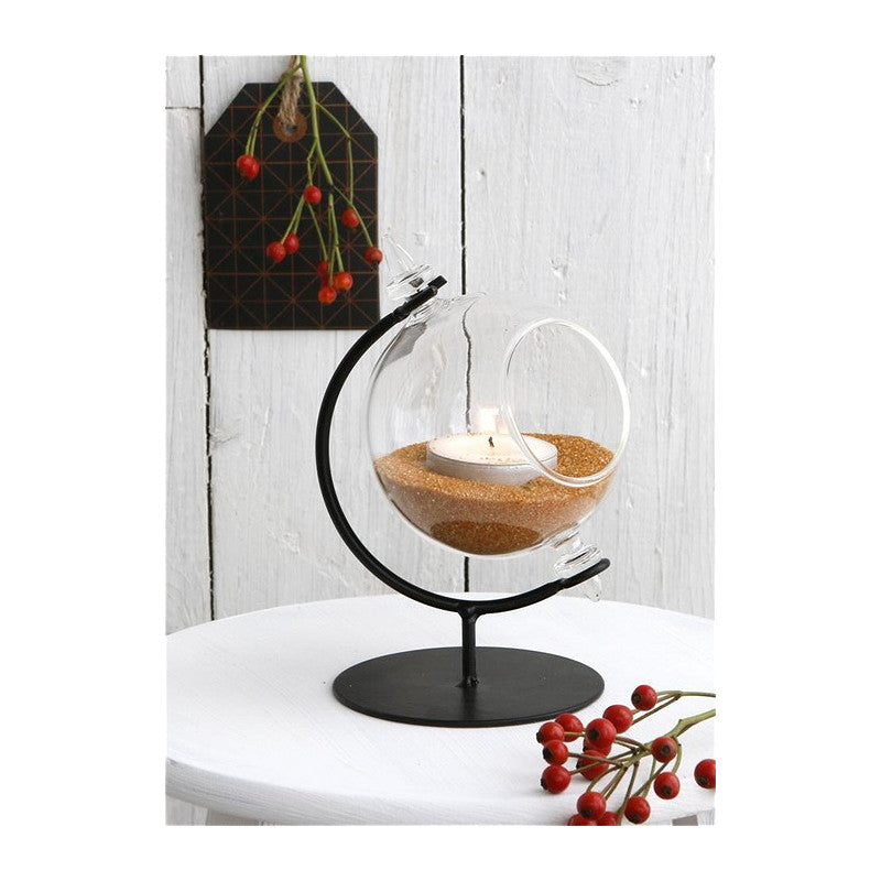 Glass Globe for Tealight with Stand Ø8 h.14cm (1 pc) [IFS-29290]