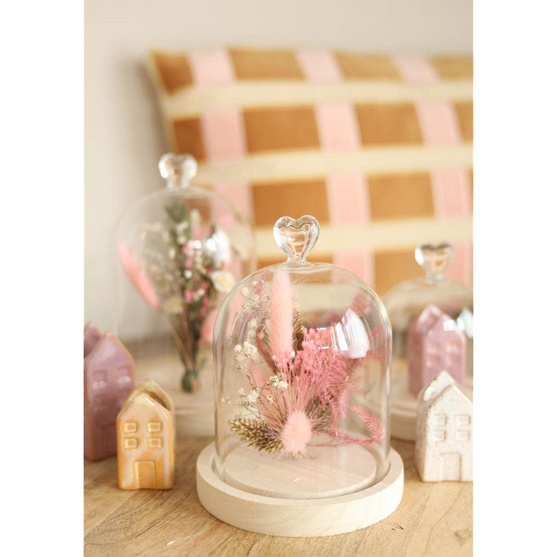 Bell Jar Heart Wood Base Ø12 h.16 cm (1 pcs) [IFS-29362]