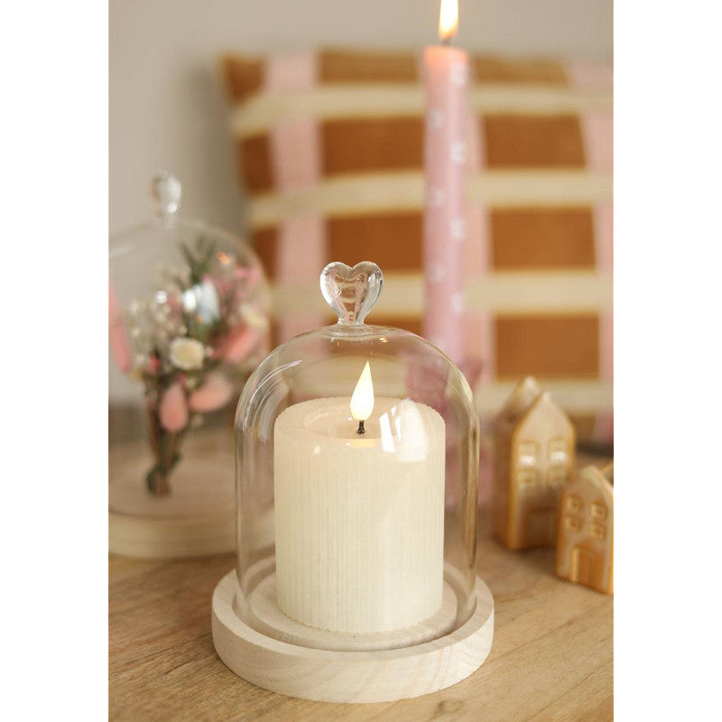 Bell Jar Heart Wood Base Ø12 h.16 cm (1 pcs) [IFS-29362]