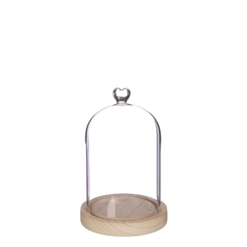 Bell Jar Heart Wood Base Ø12 h.18,5 cm (1 pcs) [IFS-29363]