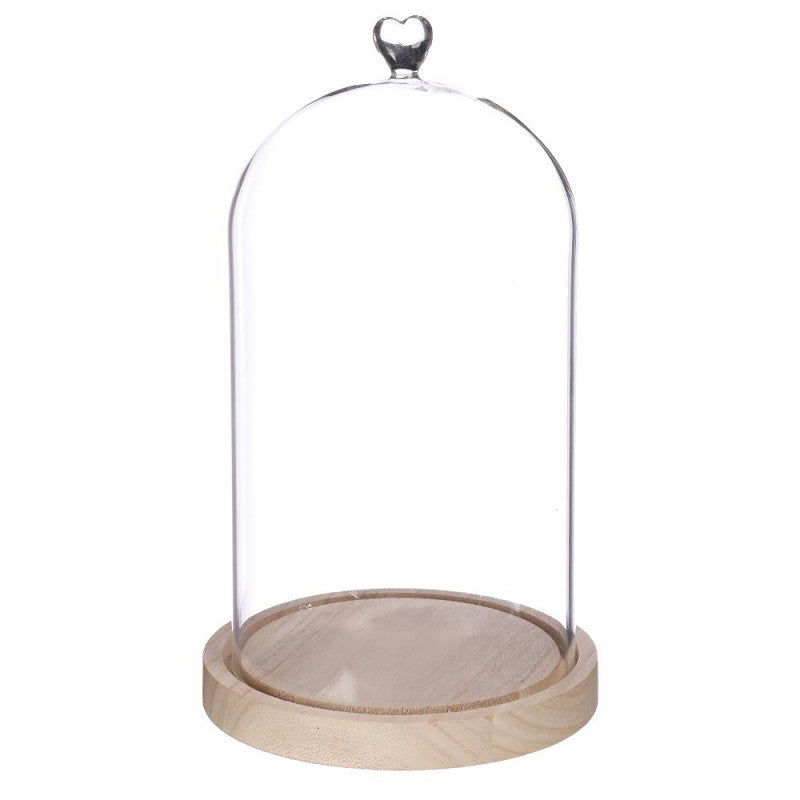 Bell Jar Heart Wood Base Ø17 h.30 cm (1 pcs) [IFS-29365]