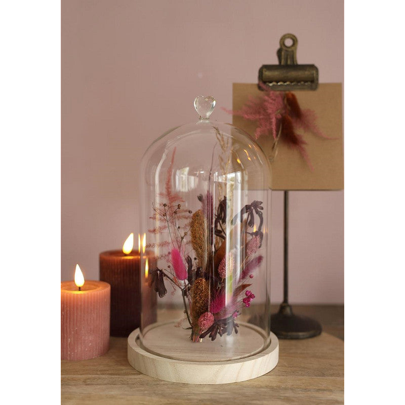 Bell Jar Heart Wood Base Ø17 h.30 cm (1 pcs) [IFS-29365]
