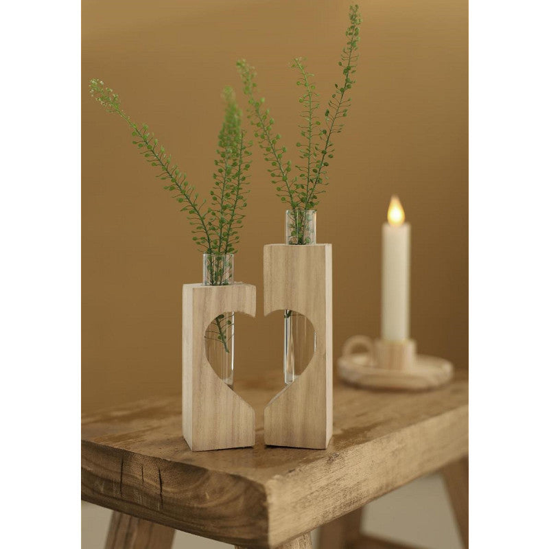 Wooden Tube Holder Heart l.4 w.4 h.14,5 cm (6 set) [IFS-29637]
