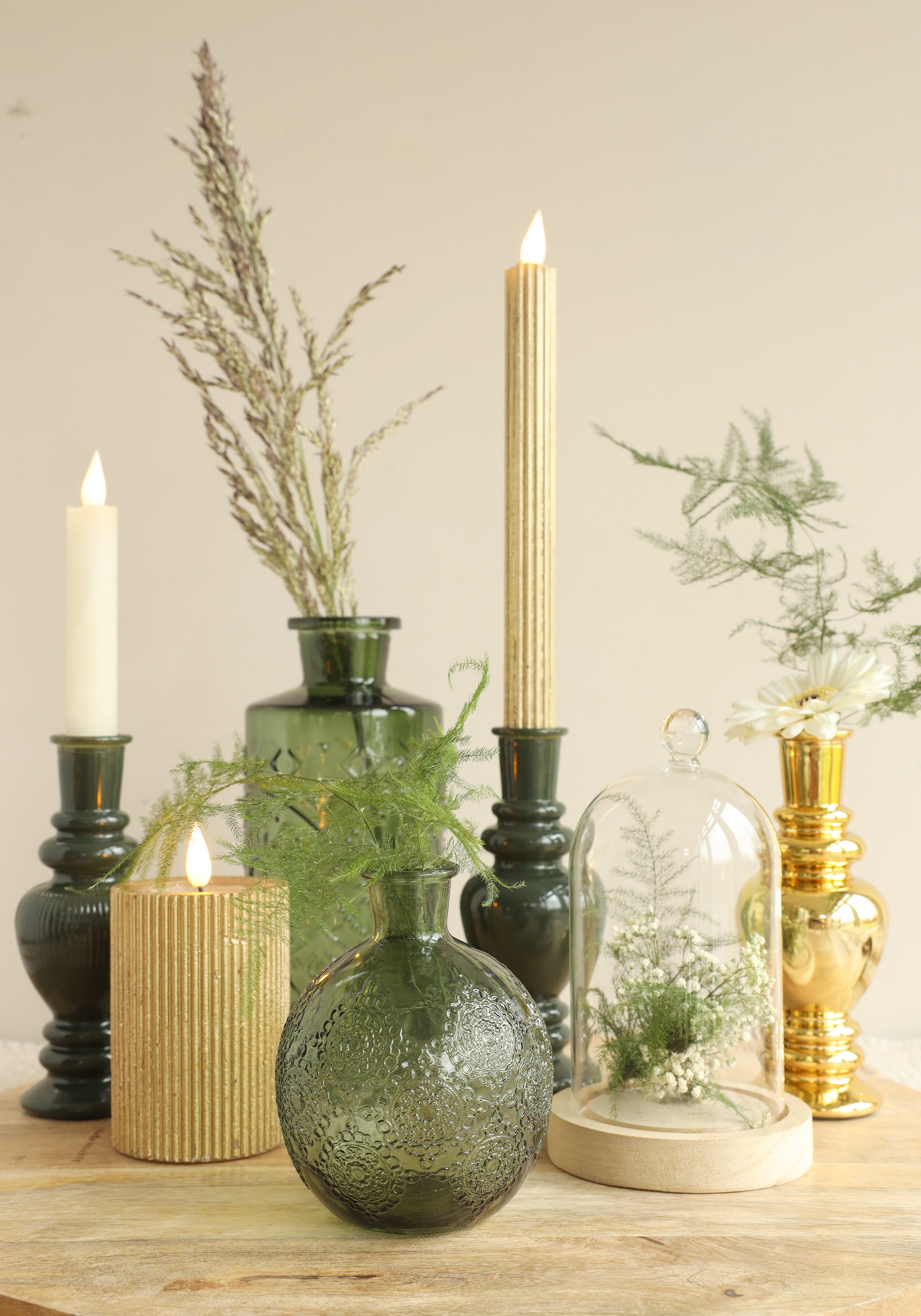 LED Rustic Pillar Candle Ø7 h. 10 cm Gold (1 pc) [IFS-32632]