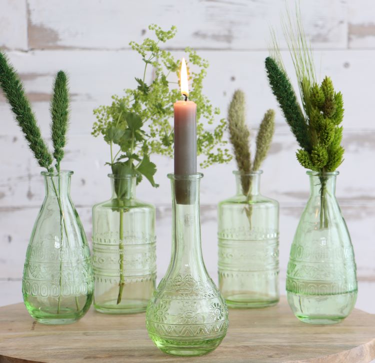 Flower vase Porto Ø7.5cm and 14.5cm high Green (12 pcs.) [IFS-29745]