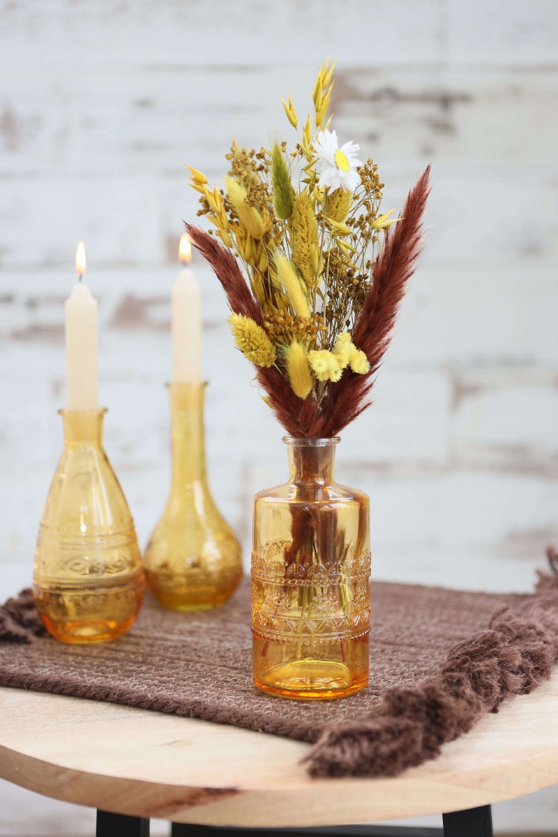 Flower vase Rome Ø7.5cm and 16cm high Ochre (12 pcs.) [IFS-29732]