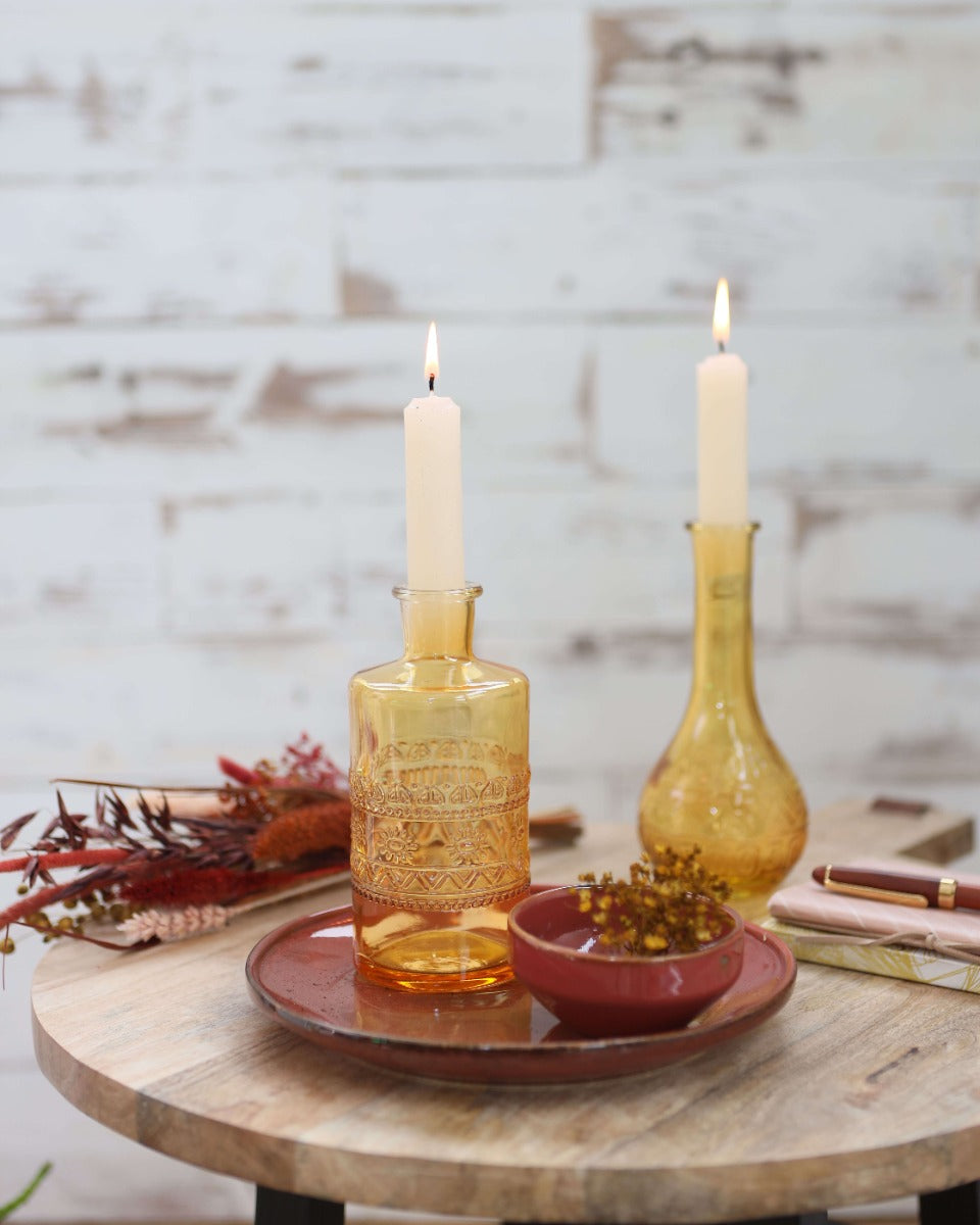 Flower vase Rome Ø7.5cm and 16cm high Ochre (12 pcs.) [IFS-29732]