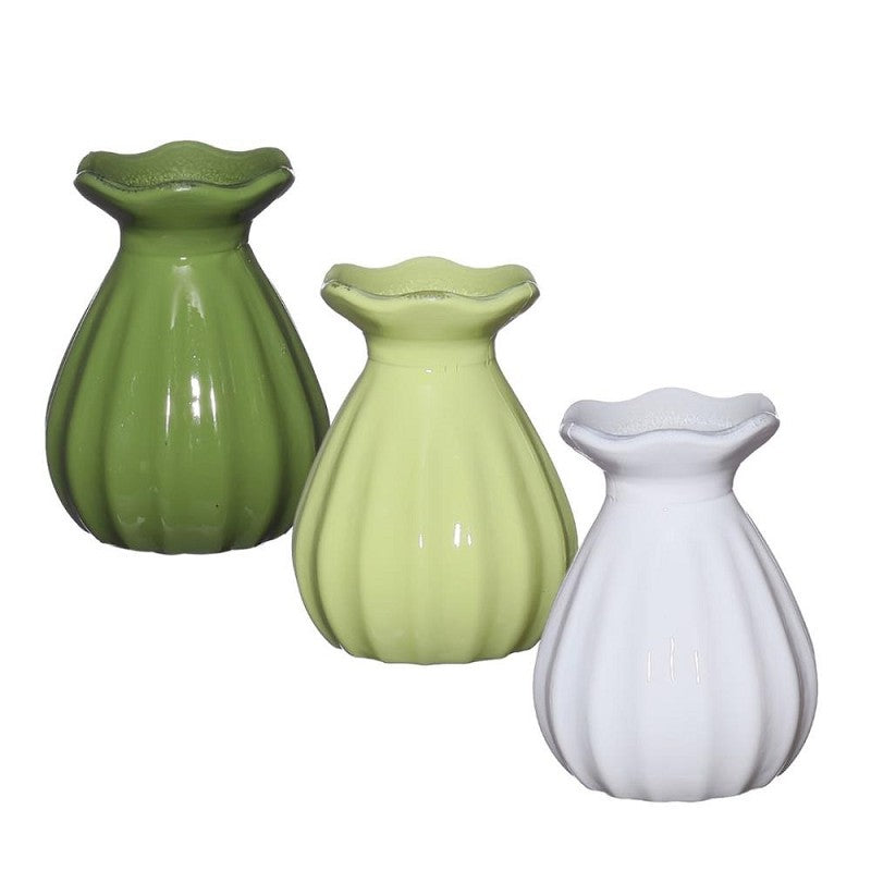 Flower Vase Ø7 h: 9 cm Green assorti (12 Pcs)