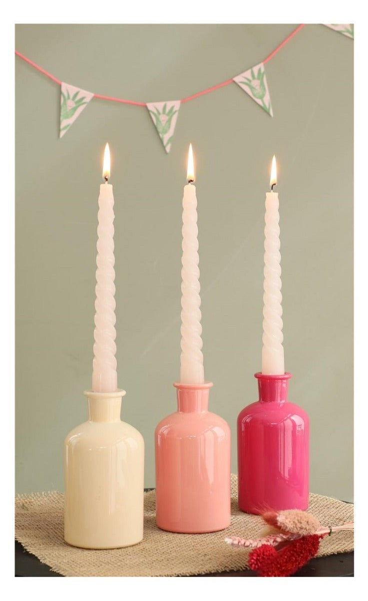 Glass Bottle Ø7 h: 12 cm Assorti Pink (12 Pcs) [IFS-29806]