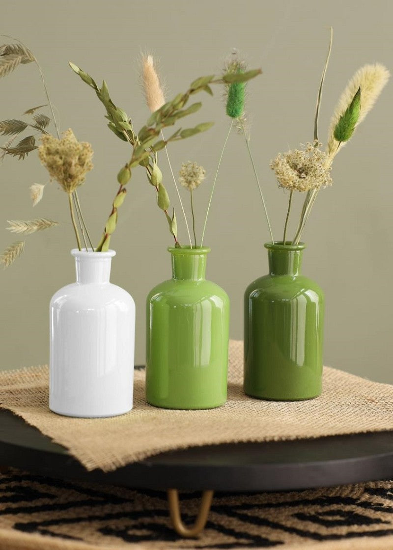 Glass Bottle Ø7 h: 12 cm Assorti Green (12 Pcs) [IFS-29807]