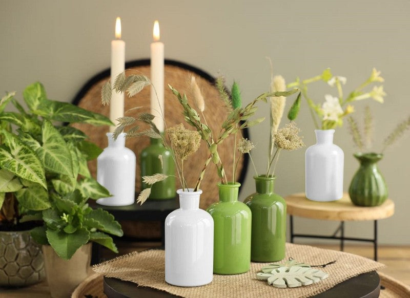 Glass Bottle Ø7 h: 12 cm Assorti Green (12 Pcs) [IFS-29807]