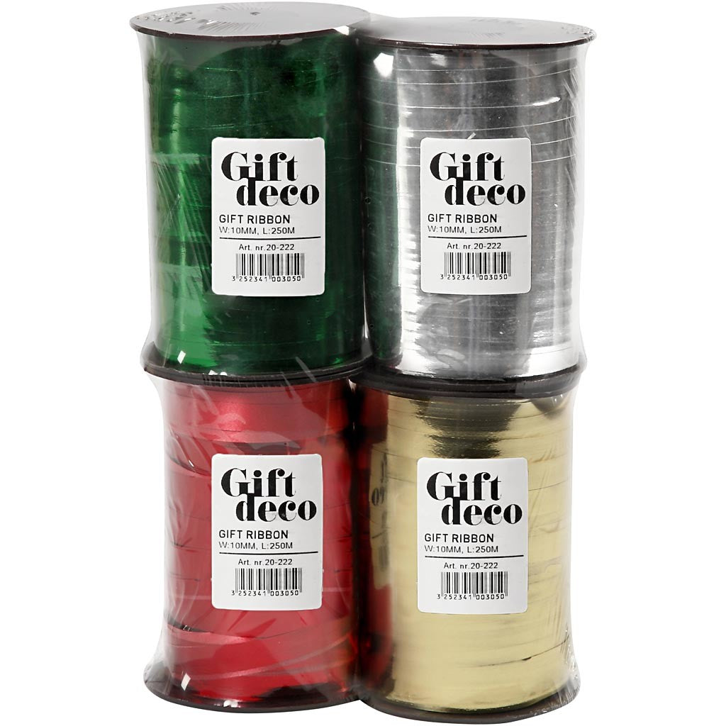 Curling Ribbon, W: 10 mm, glossy, 4x250 m/ 1 pack [HOB-20225]