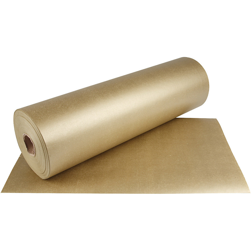 Wrapping Paper, W: 50 cm, 60 g, gold, 100 m/ 1 roll [HOB-20282]