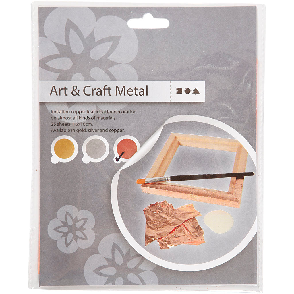 Imitation Metal Leaf, sheet 16x16 cm, copper, 0,625 m2, 25 sheet/ 1 pack [HOB-20485]