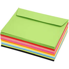 Coloured Envelopes, envelope size 11,5x16 cm, 80 g, assorted colours, 10x10 pc/ 1 pack [HOB-20620]