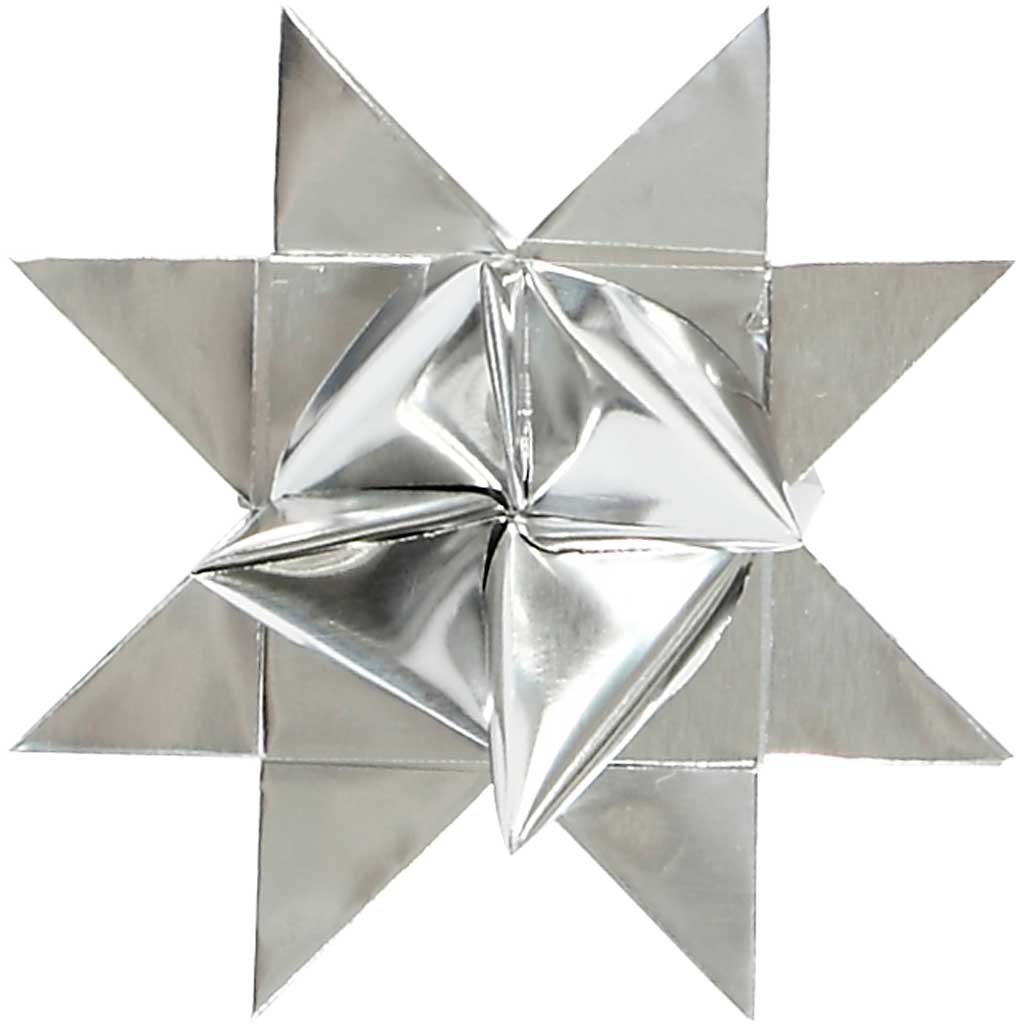 Paper Star Strips, L: 45 cm, dia. 4,5 cm, W: 10 mm, silver, 100strips/ 1 pack [HOB-20714]