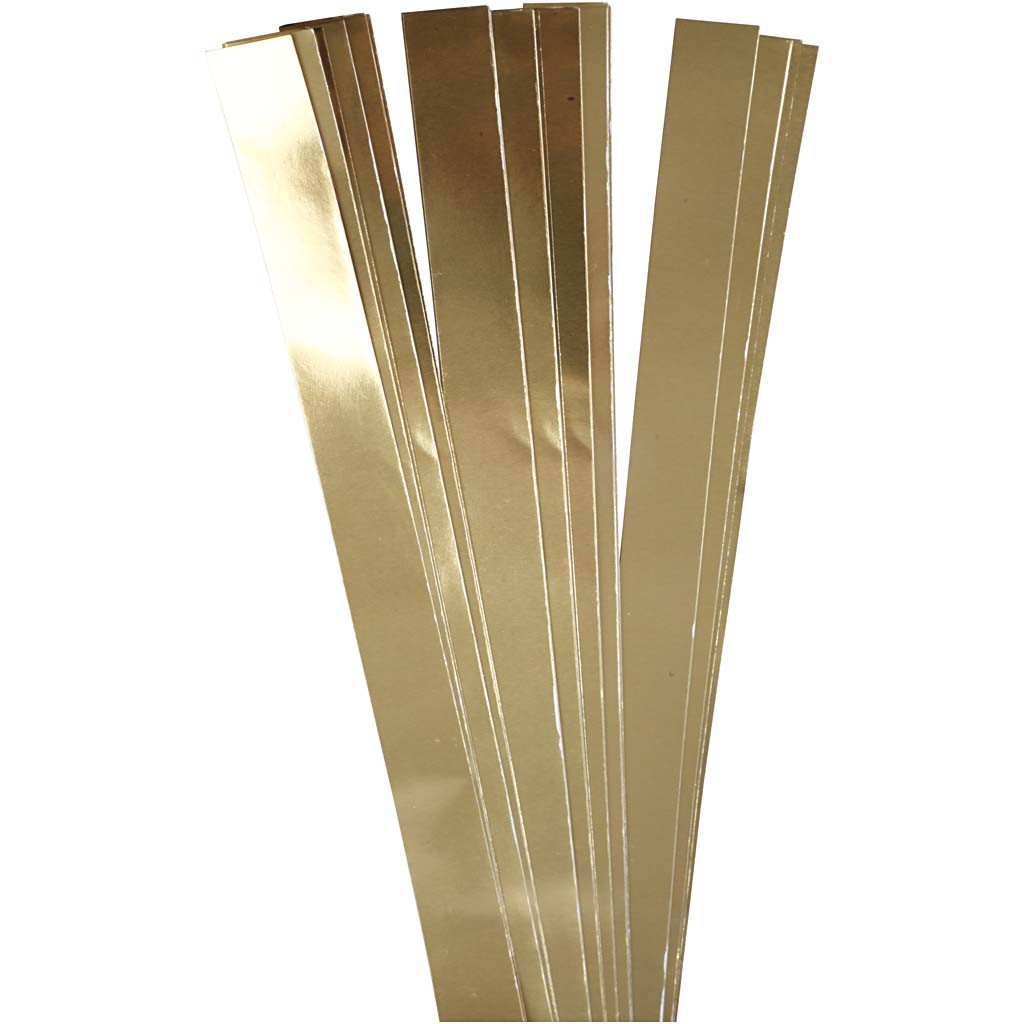 Paper Star Strips, L: 73 cm, W: 25 mm, dia. 11,5 cm, gold, 100 strips/ 1 pack [HOB-20724]