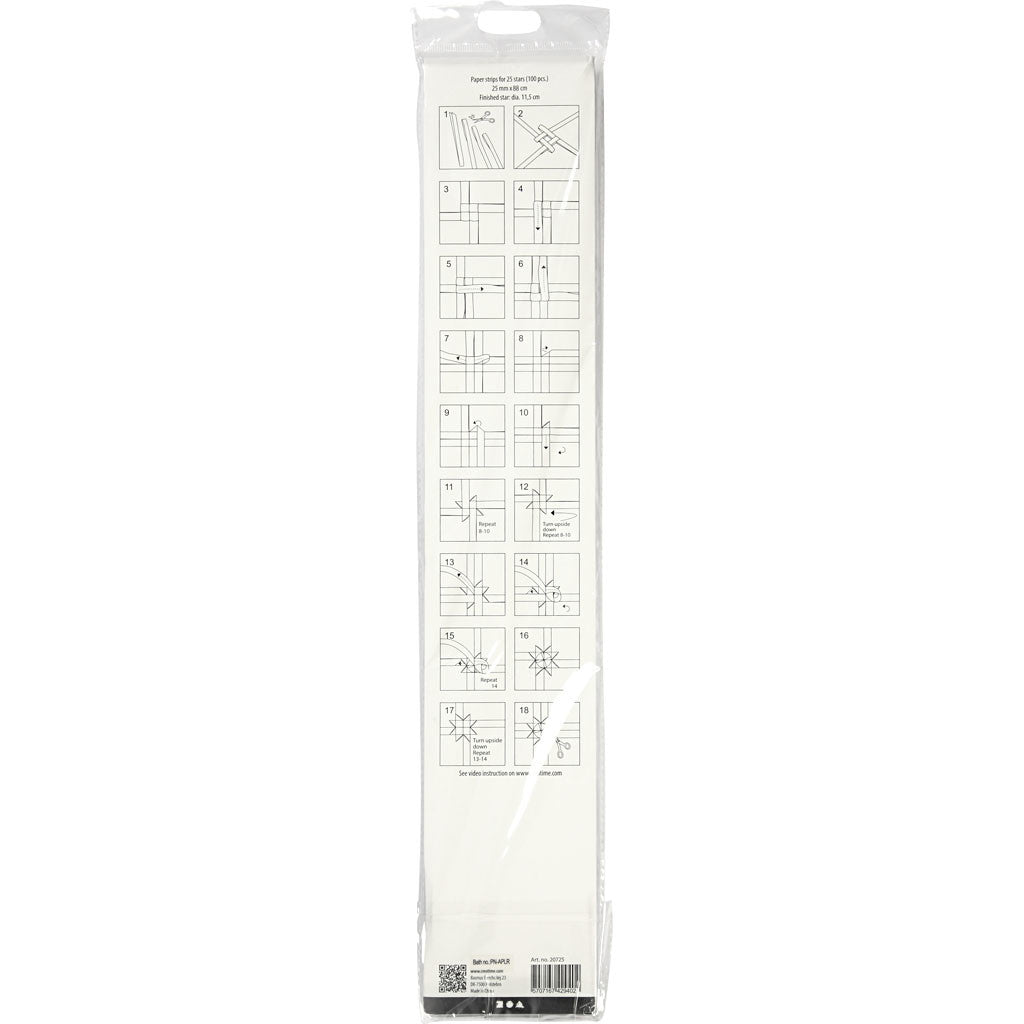 Paper Star Strips, L: 73 cm, dia. 11,5 cm, W: 25 mm, silver, 100 strips/ 1 pack [HOB-20725]