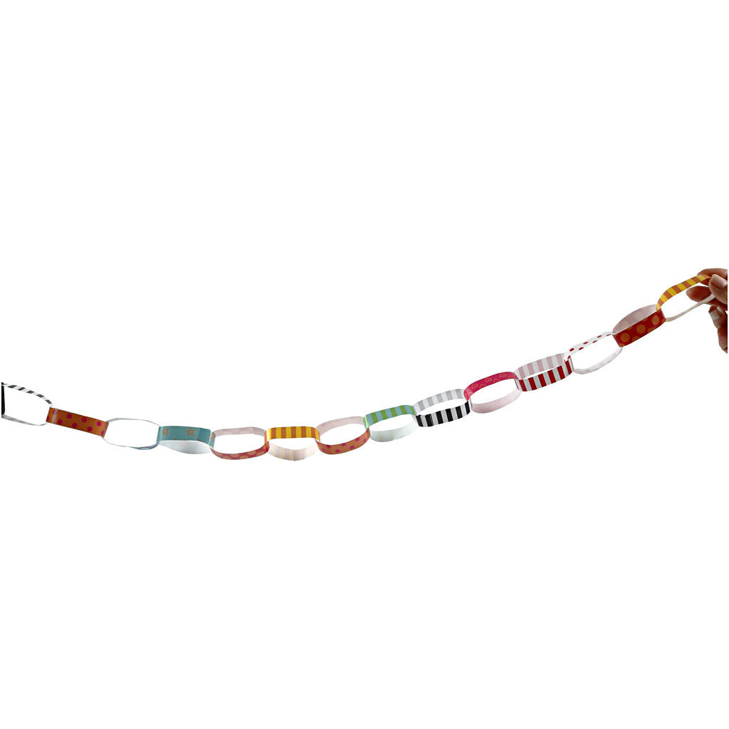 Paper Chains, Pattern, L: 16 cm, W: 15 mm, 2400 pc/ 1 pack [HOB-20783]