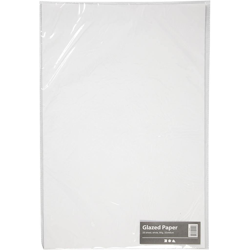 Glazed Paper, sheet 32x48 cm, 80 g, white, 25 sheet/ 1 pack [HOB-20840]