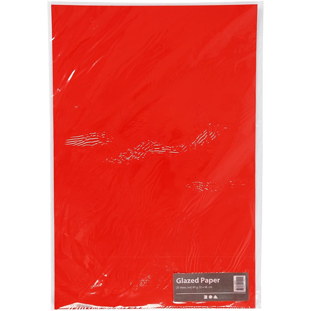 Glazed Paper, sheet 32x48 cm, 80 g, red, 25 sheet/ 1 pack [HOB-20843]