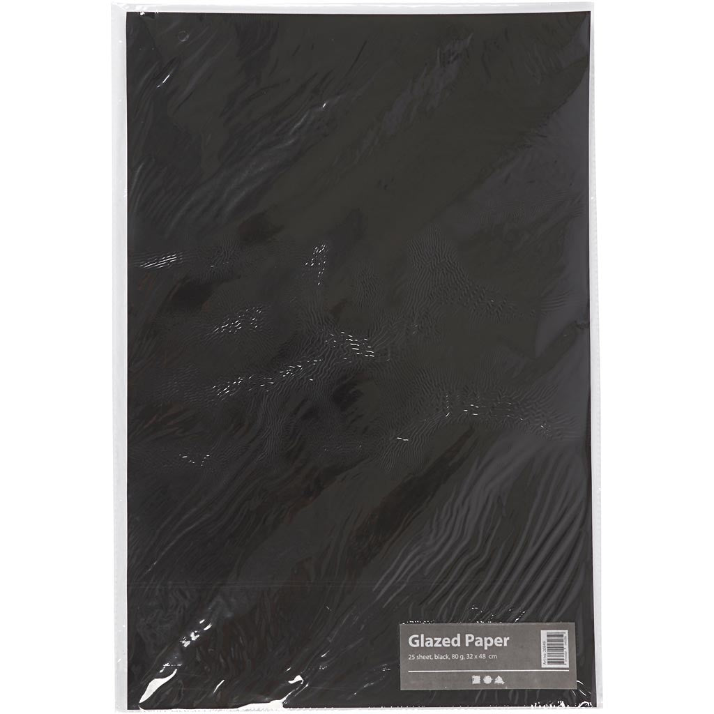 Glazed Paper, sheet 32x48 cm, 80 g, black, 25 sheet/ 1 pack [HOB-20849]