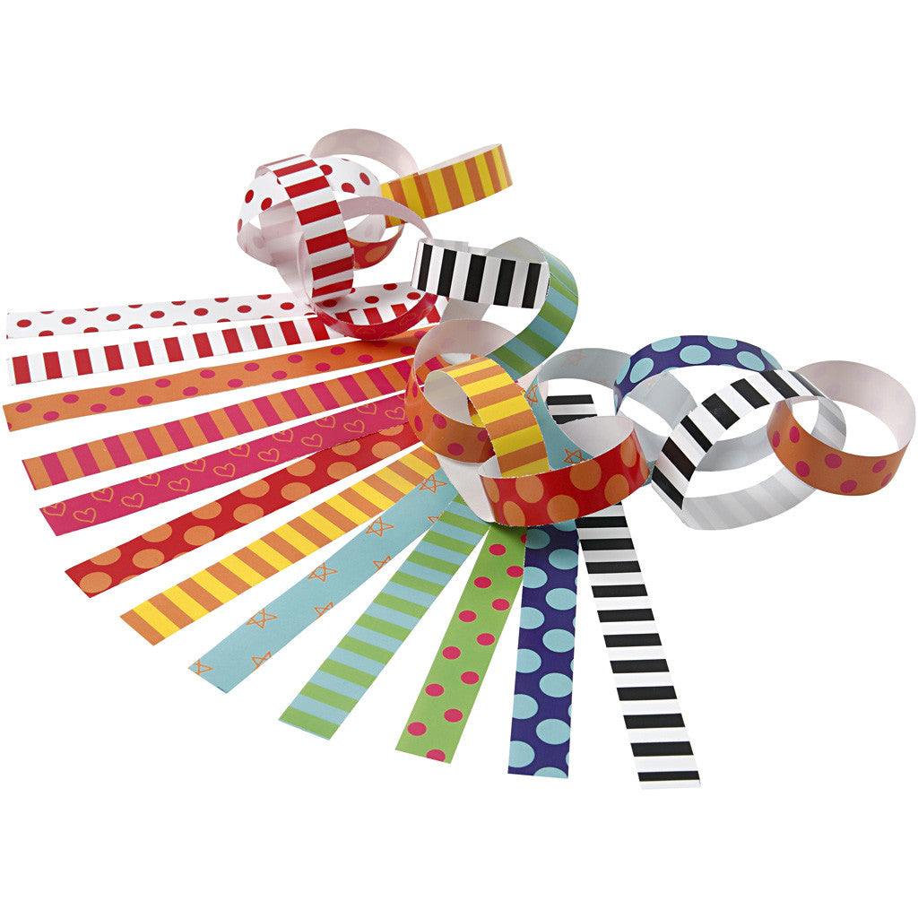 Paper Chains, Pattern, L: 16 cm, W: 15 mm, 400 pc/ 1 pack [HOB-20873]