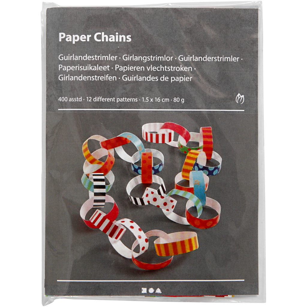 Paper Chains, Pattern, L: 16 cm, W: 15 mm, 400 pc/ 1 pack [HOB-20873]