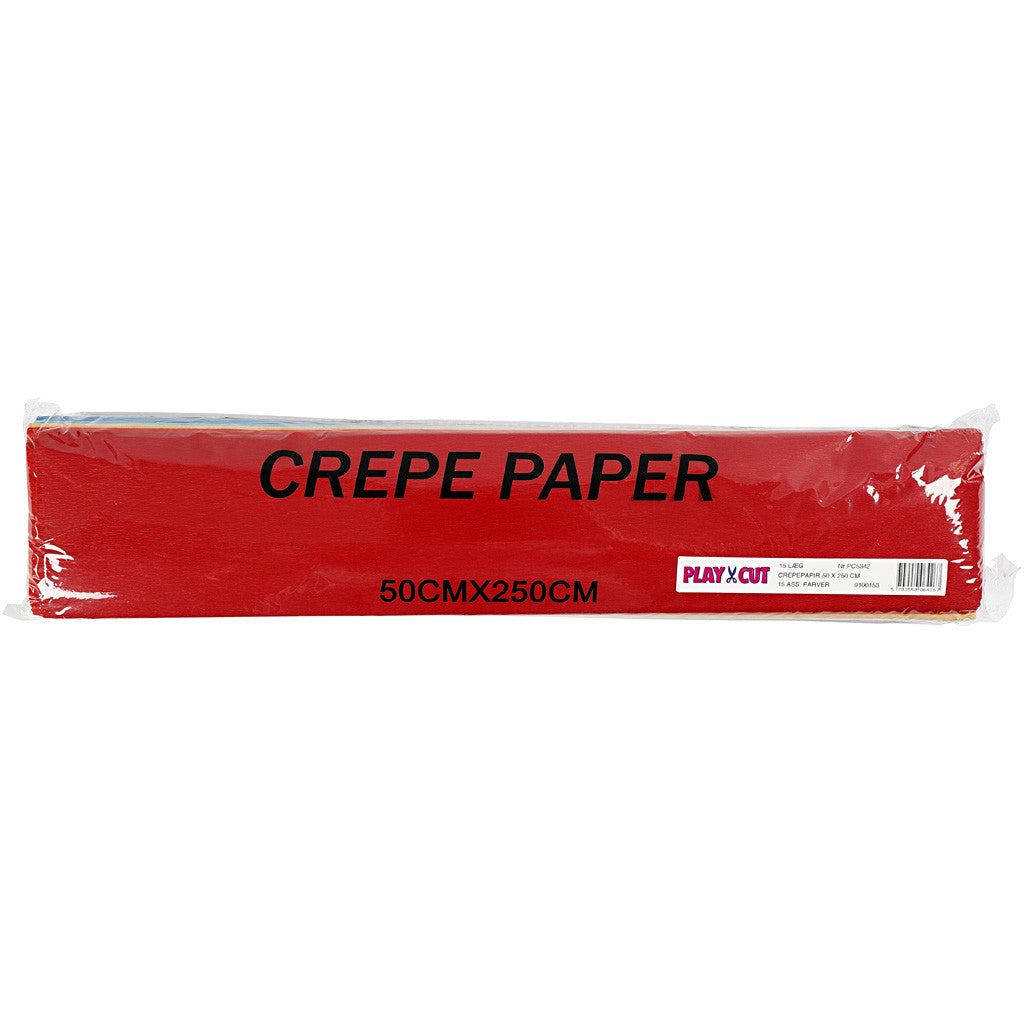 Crepe Paper, L: 2,5 M, W: 50 cm, 22 g, assorted colours, 15 pleats/ 1 pack [HOB-209020]