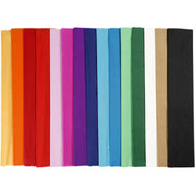 Crepe Paper, L: 2,5 M, W: 50 cm, 22 g, assorted colours, 60 pleats/ 1 pack [HOB-209021]