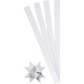 Paper Star Strips, L: 45 cm, W: 15 mm, dia. 6,5 cm, white, 100 strips/ 1 pack [HOB-209330]