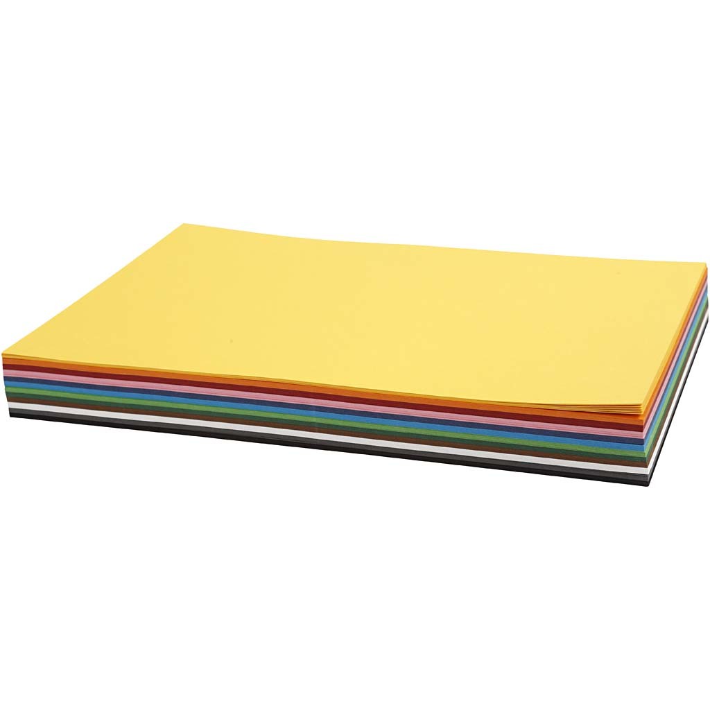 Coloured Card, A4, sheet 210x297 mm, 180 g, assorted colours, 12x10 sheet/ 1 pack [HOB-214270]
