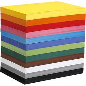 Coloured Card, A4, sheet 210x297 mm, 180 g, assorted colours, 1200 ass sheets/ 1 pack [HOB-21427]