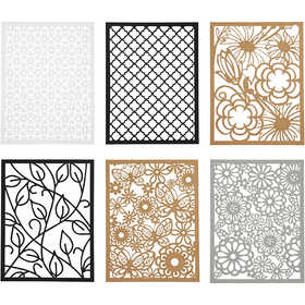 Pad with Cardboard Lace Patterns, A6, sheet 104x146 mm, 200 g, black, natural, grey, white, 24 pc/ 1 pack [HOB-21605]