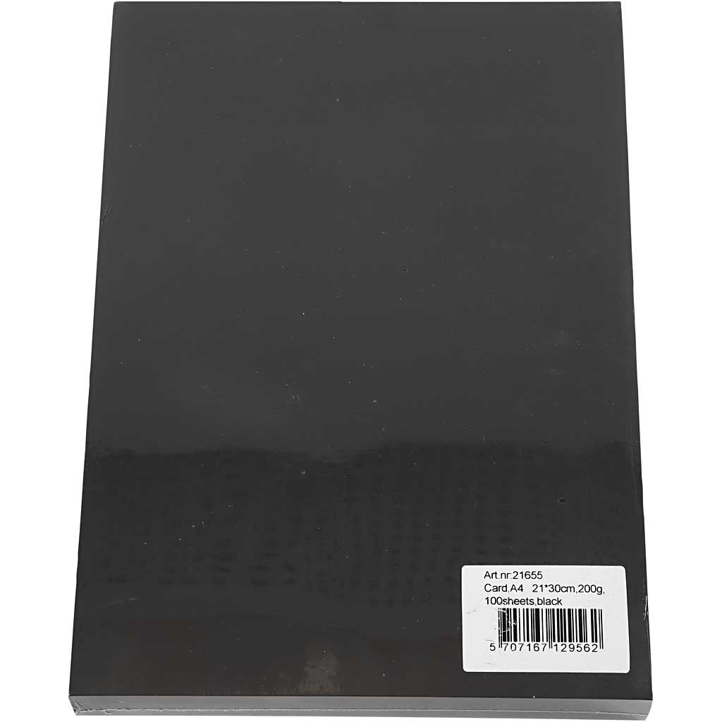 Card, A4, sheet 210x297 mm, 200 g, black, 100 sheet/ 1 pack [HOB-21655]