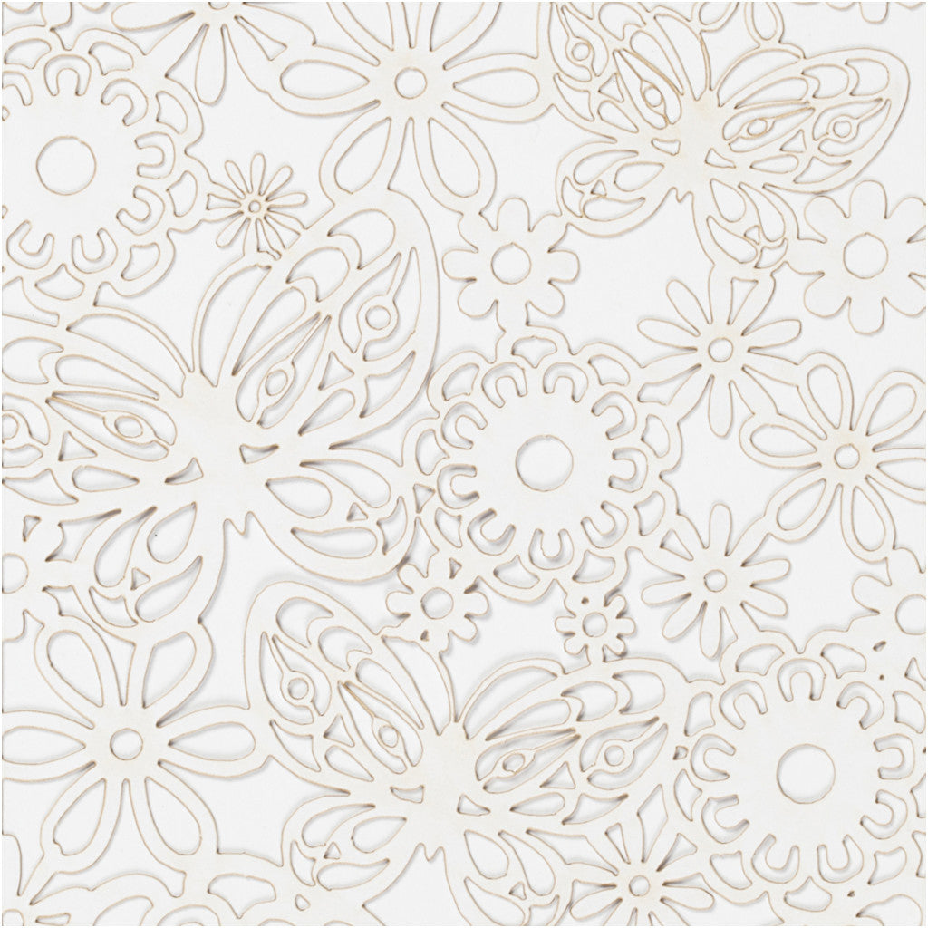 Lace Patterned cardboard, sheet 10,5x15 cm, 200 g, white, 10 pc/ 1 pack [HOB-216901]
