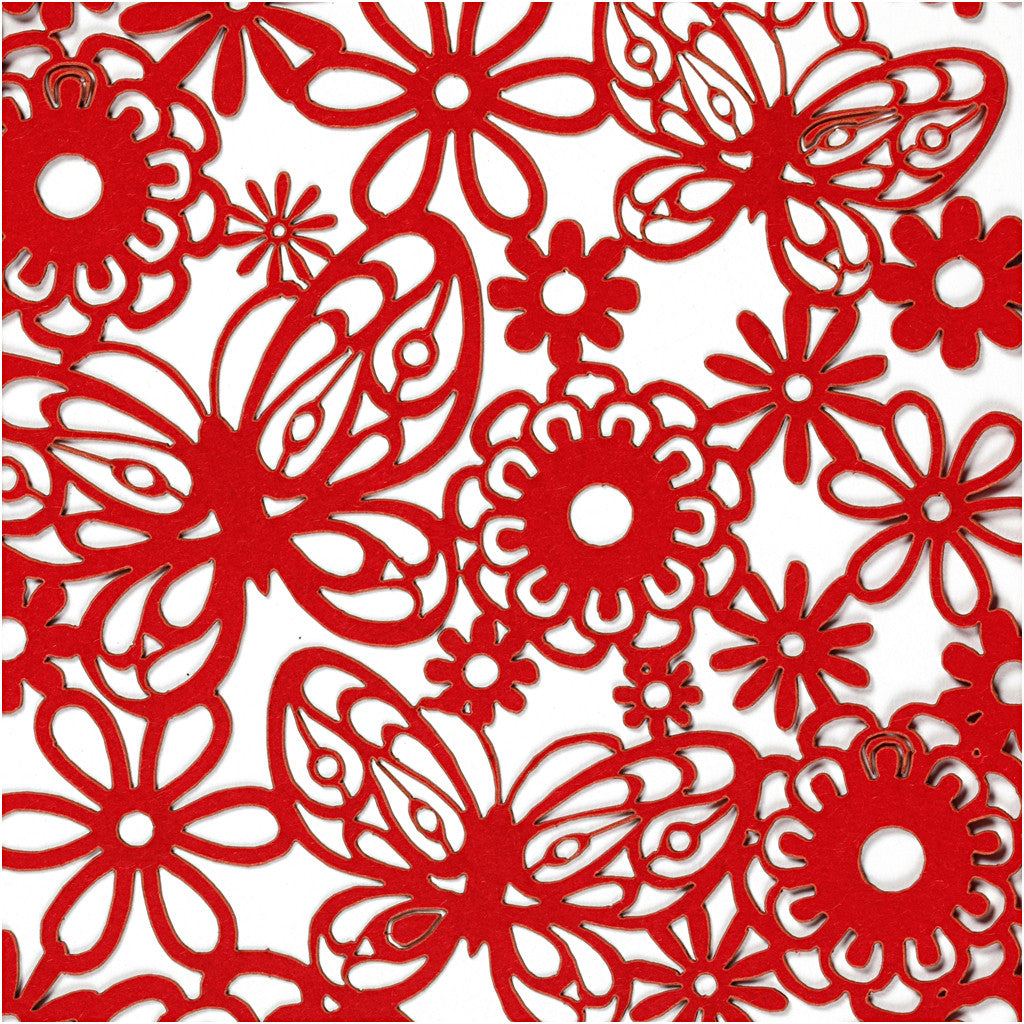 Lace Patterned cardboard, sheet 10,5x15 cm, 200 g, red, 10 pc/ 1 pack [HOB-216913]