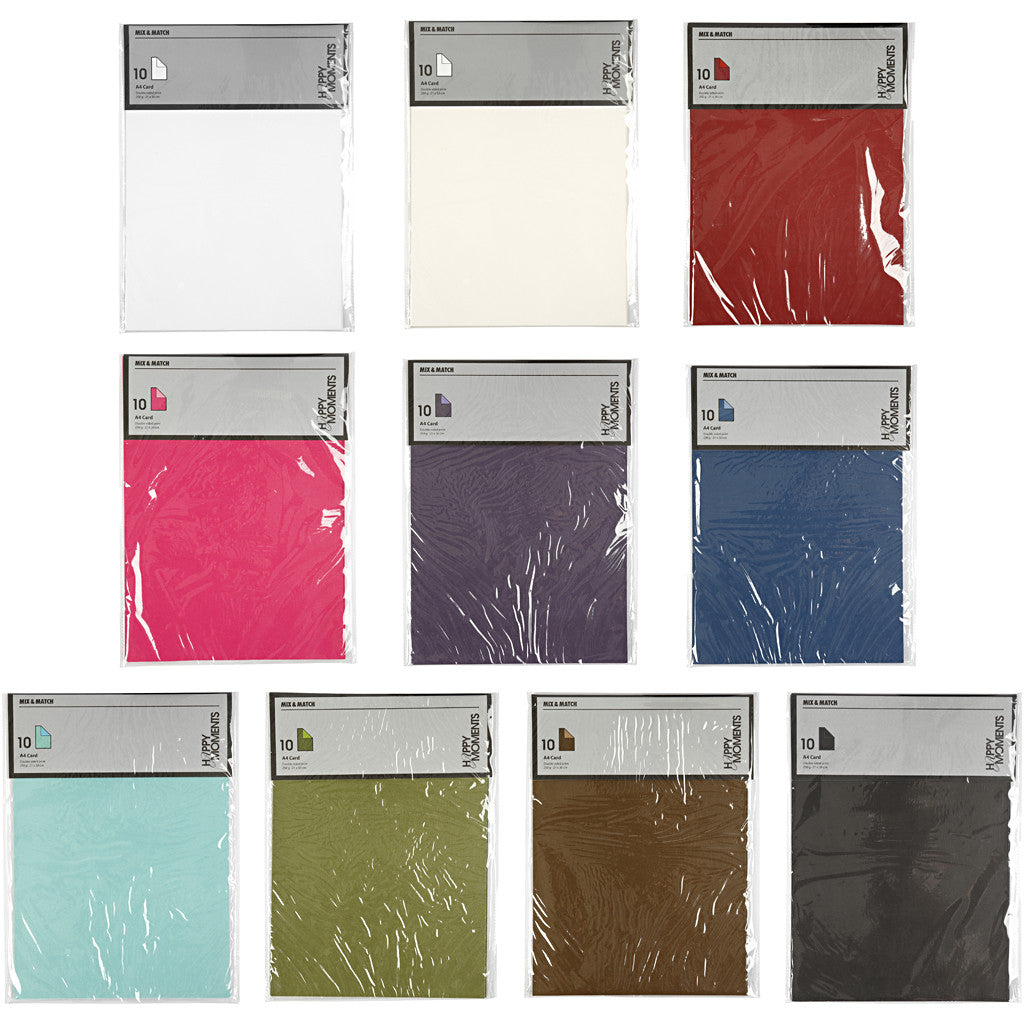 Card, A4, sheet 210x297 mm, 250 g, assorted colours, 30x10 sheet/ 1 pack [HOB-219999]