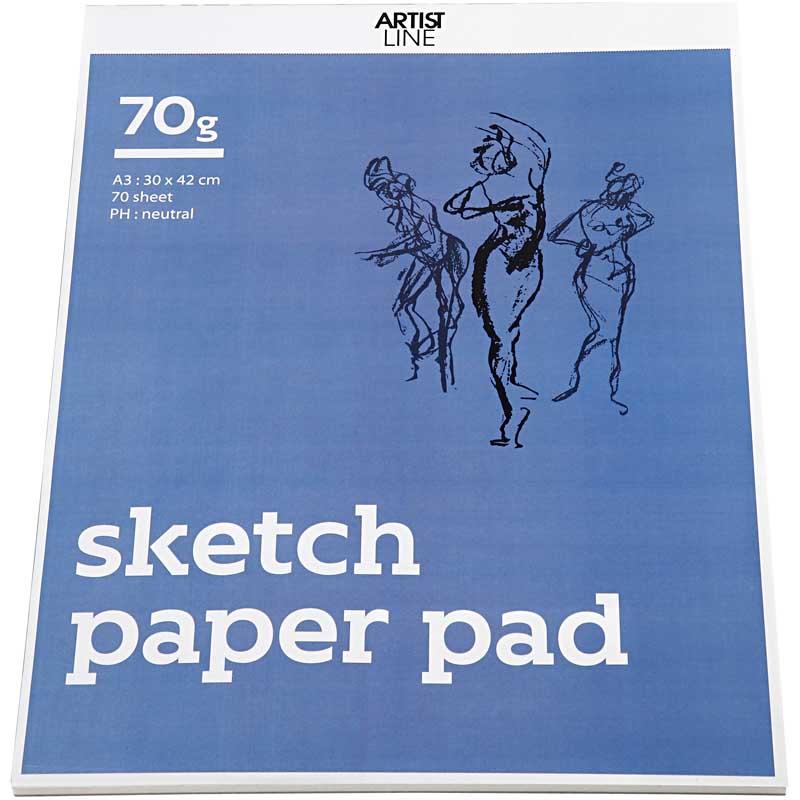 Sketch Pad, A3, sheet 297x420 mm, 70 g, white, 70 sheet/ 1 pack [HOB-22100]