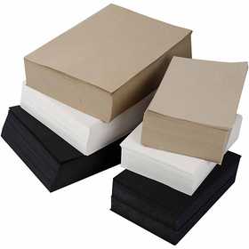 Kraft Paper, A3,A4, 100+135 g, black, grey, noble, white, 6000 ass sheets/ 1 pack [HOB-22148]