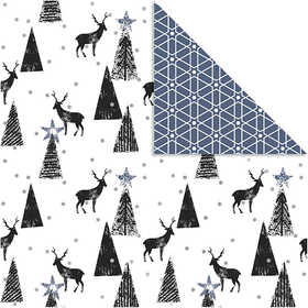 Design Paper, deer and pattern, 180 g, black, silver, white, 3 sheet/ 1 pack [HOB-22509]