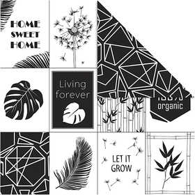 Design Paper, leaves and pattern, 180 g, 5 sheet/ 1 pack [HOB-22529]