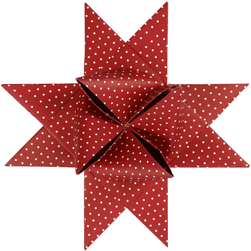 Paper Star Strips, L: 100 cm, W: 40 mm, dia. 18 cm, red, white, 40 strips/ 1 pack [HOB-22548]