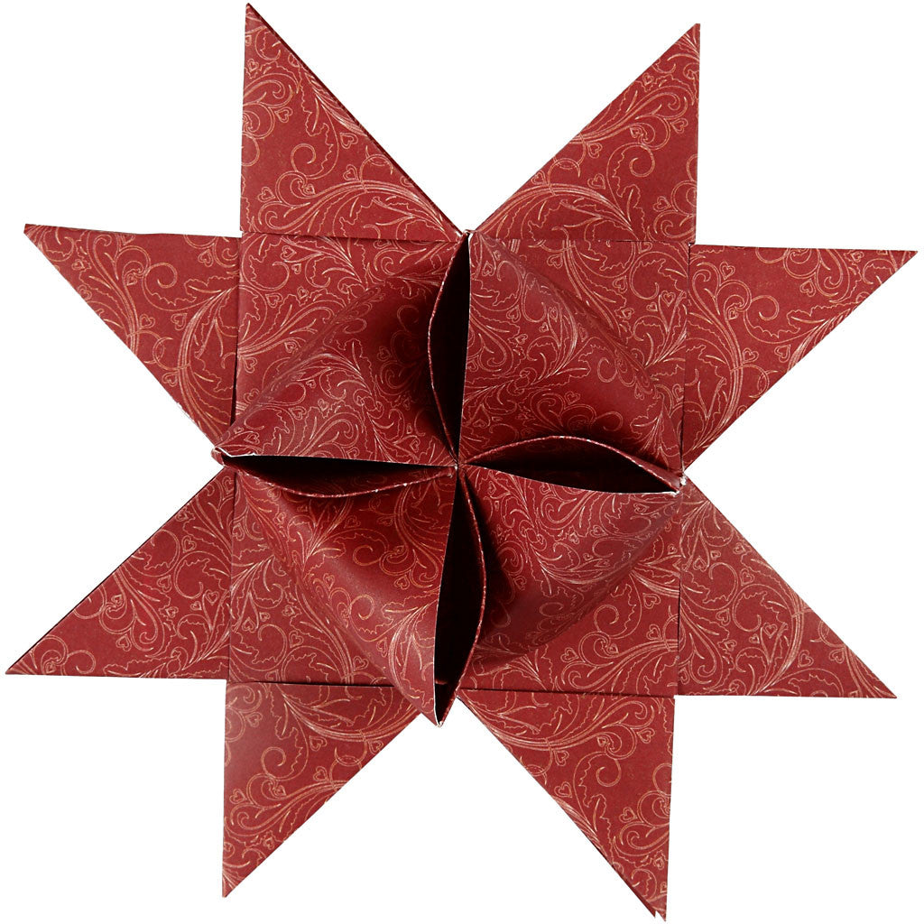 Paper Star Strips, L: 100 cm, W: 40 mm, dia. 18 cm, red, white, 40 strips/ 1 pack [HOB-22548]