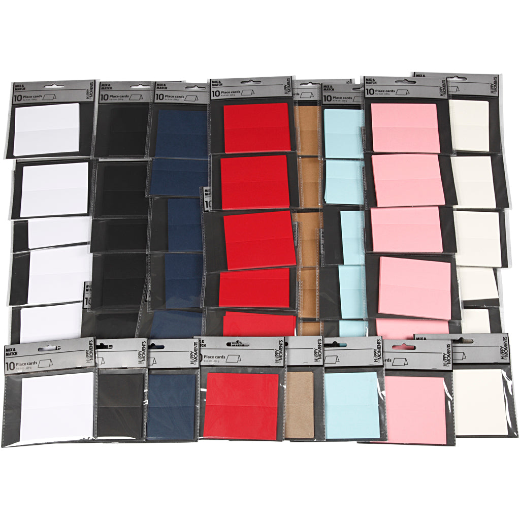 Table place cards, size 9x4 cm, 220 g, assorted colours, 8x10 pack/ 1 pack [HOB-228723]