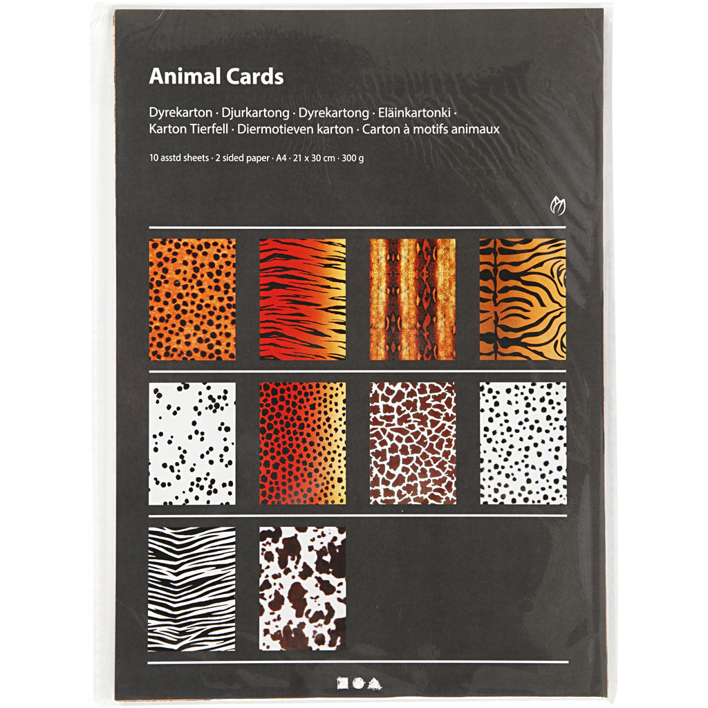 Animal Card, A4, sheet 210x297 mm, 300 g, 10 ass sheets/ 1 pack [HOB-229840]