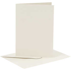 Cards and envelopes, card size 10,5x15 cm, envelope size 11,5x16,5 cm, 110+230 g, off-white, 6 set/ 1 pack [HOB-23011]