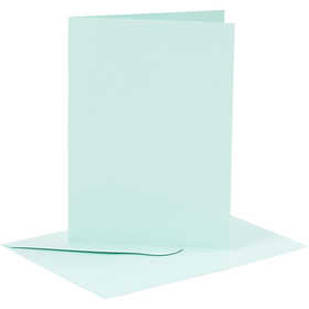 Cards and envelopes, card size 10,5x15 cm, envelope size 11,5x16,5 cm, 110+220 g, light blue, 6 set/ 1 pack [HOB-23013]