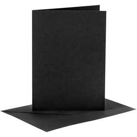 Cards and envelopes, card size 10,5x15 cm, envelope size 11,5x16,5 cm, 110+230 g, black, 6 set/ 1 pack [HOB-23020]