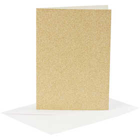 Cards and Envelopes, card size 10,5x15 cm, envelope size 11,5x16,5 cm, glitter, 120+250 g, gold, 4 set/ 1 pack [HOB-23023]